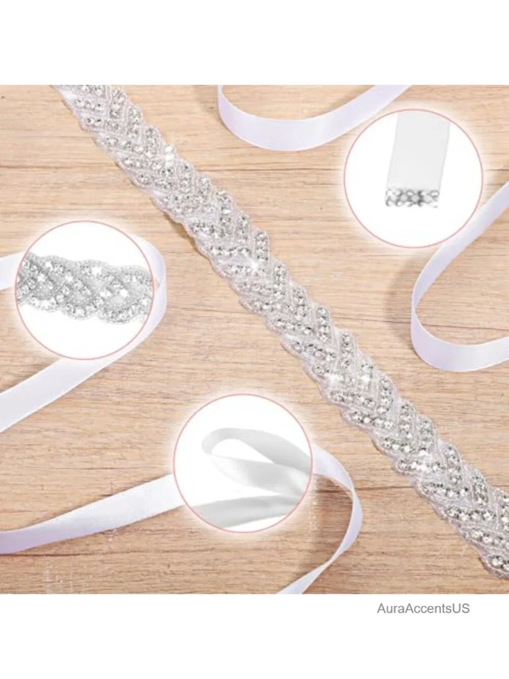 Rhinestone Bridal Wedding Belt Crystal Adjustable Waist Belt for Gowns